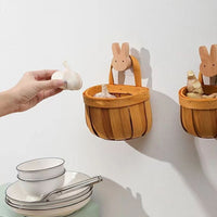 Handwoven Bamboo Storage Basket for Ginger and Garlic, Wall-Mounted Kitchen Organizer