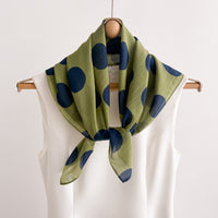 Polka Dot Silk Blend Scarf for Women, Lightweight Breathable Square Neck Scarf