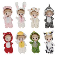 OB11 BJD 1/12 Doll Animal Onesie Pajamas Set