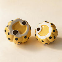 Polka Dot Ceramic Pumpkin Figurine for Halloween & Autumn Decor