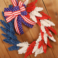 Independence Day Red White Blue Wheat Wreath Garland for Fireplace Wall Door Decor