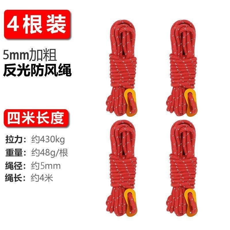 Windproof Tent Guy Line with Adjuster for Outdoor Camping Tarp Poles