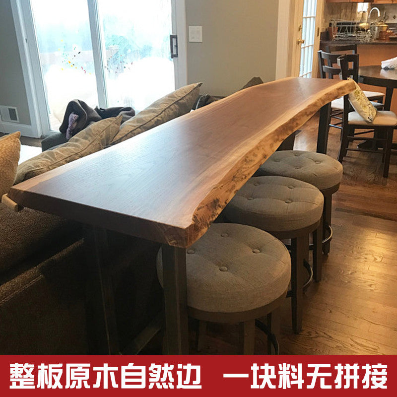 Solid Wood Bar Table and Chair Set Commercial Bar Counter Home Balcony Narrow Table Long Strip Small Bar Table Original Wood