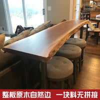 Solid Wood Bar Table and Chair Set Commercial Bar Counter Home Balcony Narrow Table Long Strip Small Bar Table Original Wood