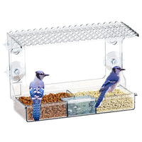 Transparent Wall-Mounted Bird Feeder for Parrots and Small Birds - No-Drill Suction Cup Design