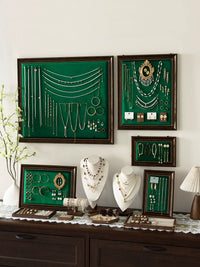 Emerald Green Photo Frame Jewelry Display Stand Wall Mountable & Freestanding for Necklaces Earrings Rings