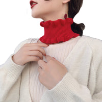 Women's Winter Knitted Scarf Neck Warmer with Ruffled Edge - Thin, Warm, and Versatile Head Cover
