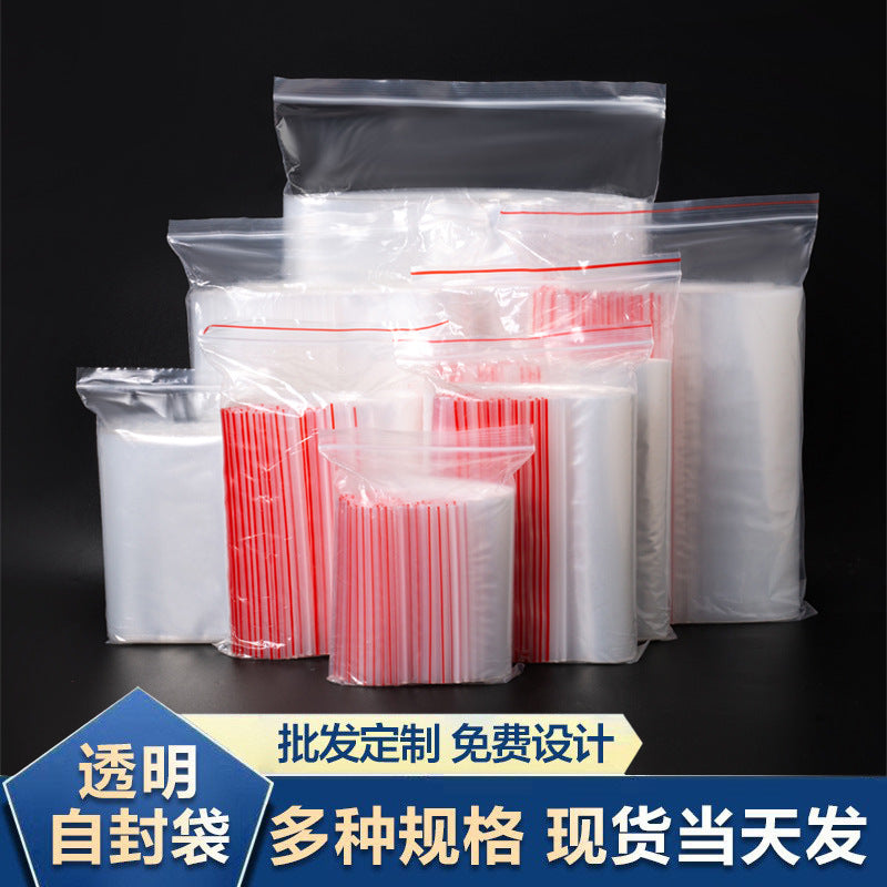 Clear PE Self-Sealing Stand-Up Bags for Food, Jewelry, and Apparel Packaging