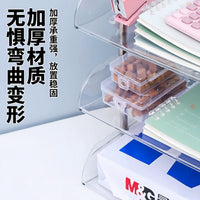 Desktop Bookshelf Organizer Clear PET Stackable Storage Rack for Office and Students