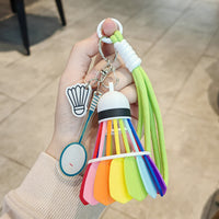 Colorful Badminton Racket Keychain with Feather Ball Charm, Sports-Themed Bag Pendant for Men and Women, Competition Souvenir Gift