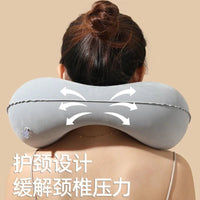 Press Inflatable U-Shaped Neck Pillow for Travel, Car, and Airplane with Storage Bag