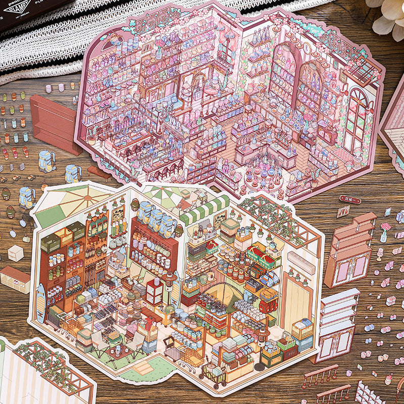 Paper Trace Vintage Series 3D Miniature Scene Stickers for DIY Crafts