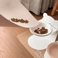 Ceramic Pet Bowl with Adjustable Elevated Stand for Cats and Small Dogs, Tilted Design for Neck Protection, Anti-Spill