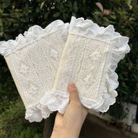 Lace Fabric Book Cover for Notebooks and Planners with Strap Closure