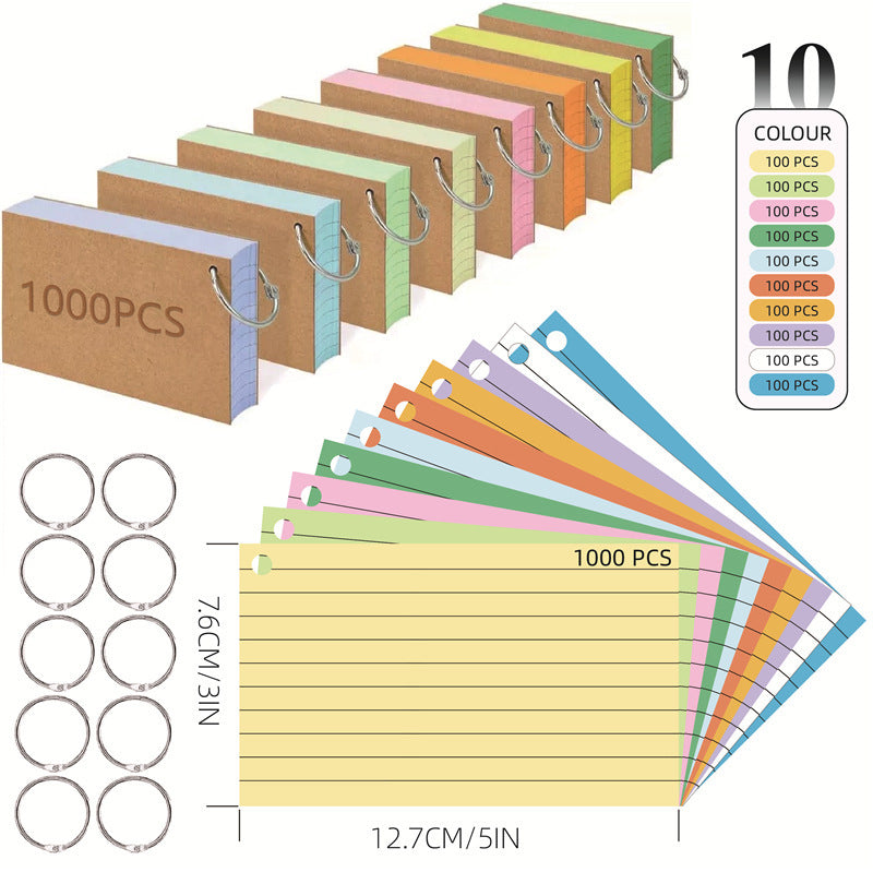 American Style Index Sticky Notes with Lined Pages, 110g Double-Sided Loose-Leaf Notebook with Ring Binder and Kraft Paper Cover