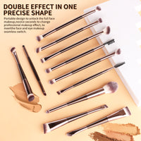 Nongying 16-Piece Double-Ended Makeup Brush Set for Eyes and Face