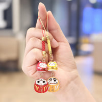 Japanese Style Maneki-Neko Daruma Ceramic Charm for Phones, Bags, and Gifts
