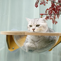 NC Glass Suction Cup Cat Hammock Space Capsule Wall-Mounted Transparent Acrylic Cat Bed Scratching Board