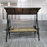 Outdoor Patio Swing Chair with Canopy, 3-Seater Garden Rocking Bench for Adults