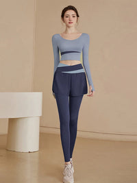 Women's Fake Two-Piece High-Waisted Yoga Leggings - Summer Thin, Butt-Lifting Compression Pants for Marathon & Outdoor Fitness