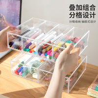 Multi-layer Desktop Stationery Storage Box with Drawers for Pens, Markers, Tapes, and Clips