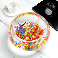 Creative Thickened Glass Fish Tank with Stand, Small Round Desktop Aquarium for Goldfish and Turtles