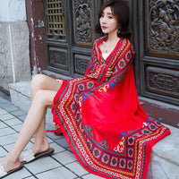 Ethnic Style Shawl Scarf for Beach Sun Protection and Travel Photography