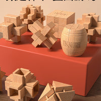 Luban Lock Kongming Lock Wooden Brain Teaser Puzzle Set for Kids and Adults