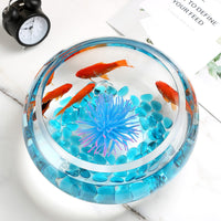 Creative Thickened Glass Fish Tank with Stand, Small Round Desktop Aquarium for Goldfish and Turtles