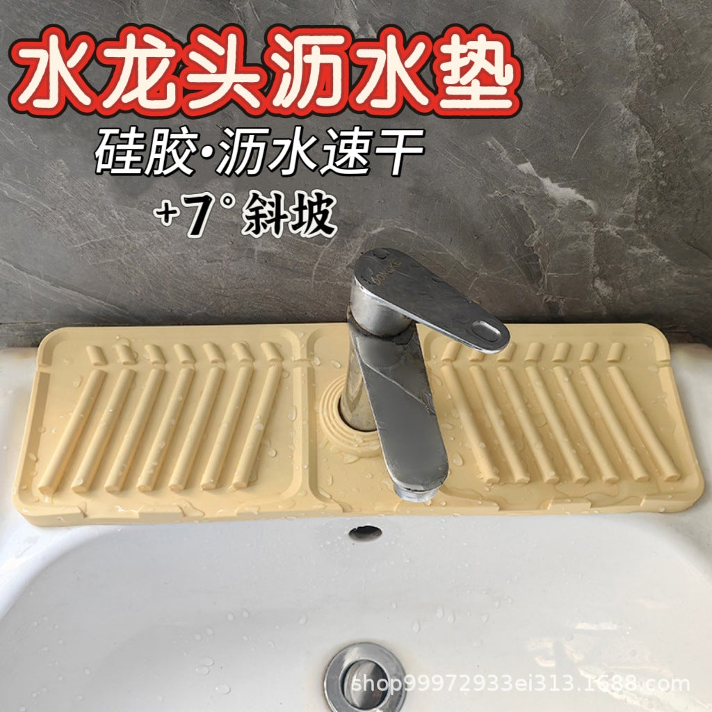 Silicone Faucet Splash Guard Mat for Kitchen Sink, Absorbent and Foldable