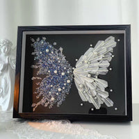 DIY Crystal Feather Butterfly Photo Frame Kit with Badminton Shuttlecocks for Handmade Gifts