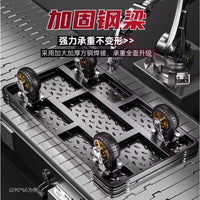 Foldable Steel Plate Platform Cart with Silent Wheels for Warehouse and Moving