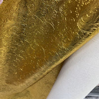 Metallic Embossed Phoenix Tail Pattern Faux Leather Fabric for Stage Decor & Crafts