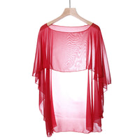Women's Chiffon Pullover Poncho Shawl Sun Protection Cape