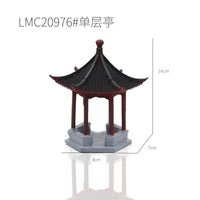 Aquarium Mountain Ornament with Pavilion for Fish Tank Landscaping