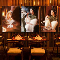 Vintage Shanghai Cheongsam Lady Wall Art for Teahouse Restaurant Decor