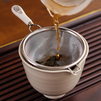 304 Stainless Steel Japanese Style Tea Infuser with Ceramic Handle for Kung Fu Tea Ceremony