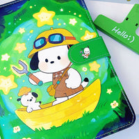 A5 Cartoon Star Black Ear Dog Loose-Leaf Binder with Magnetic Closure and Refill Pages