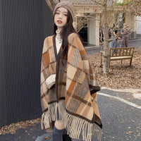 Women's Reversible Plaid/Patterned Shawl Scarf - Stylish & Versatile for Office or Casual Wear