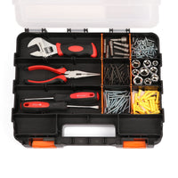 Double-Sided Portable Parts Organizer Box with Handle, Durable Plastic Storage for Screws and Small Components