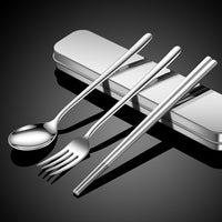 Portable 316/304 Stainless Steel Cutlery Set with Storage Case for Students and Office Workers