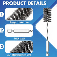 1/4-inch Hex Shank Stainless Steel Wire Brush for Power Drills, 125mm Length