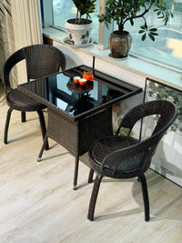 Outdoor Swivel Rattan Chair and Table Set for Patio and Garden