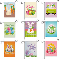 Easter Bunny Egg Pattern Linen Garden Flag Double-Sided Print Yard Lawn Decoration Flag
