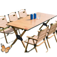 Portable Outdoor Folding Picnic Table with Wood Grain Design