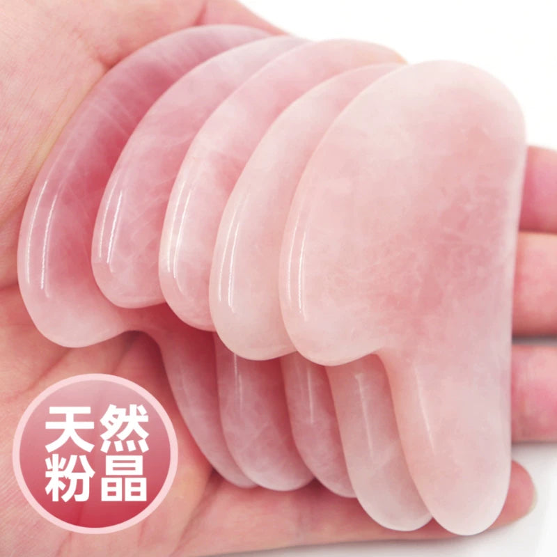 Rose Quartz Gua Sha and Roller Set for Face and Body Massage