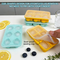 Silicone Ice Cube Tray Mold for DIY Whiskey Ice Balls - Rabbit, Strawberry, Square Shapes, 6-Grid Household Ice Maker