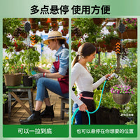 Retractable Plant Pulley Hanger for Hanging Baskets and Planters, Adjustable Height Hook for Garden Balcony