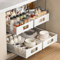 Multi-layer Pull-Out Storage Rack for Kitchen Seasoning Bottles and Snacks