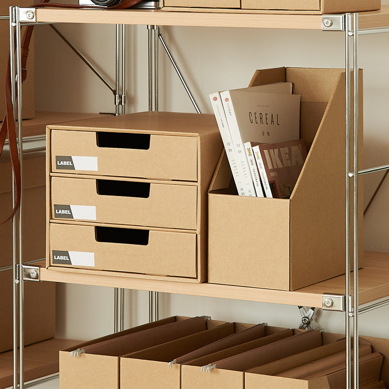 Multi-layer Kraft Paper Drawer Organizer for A4 Documents and Office Supplies